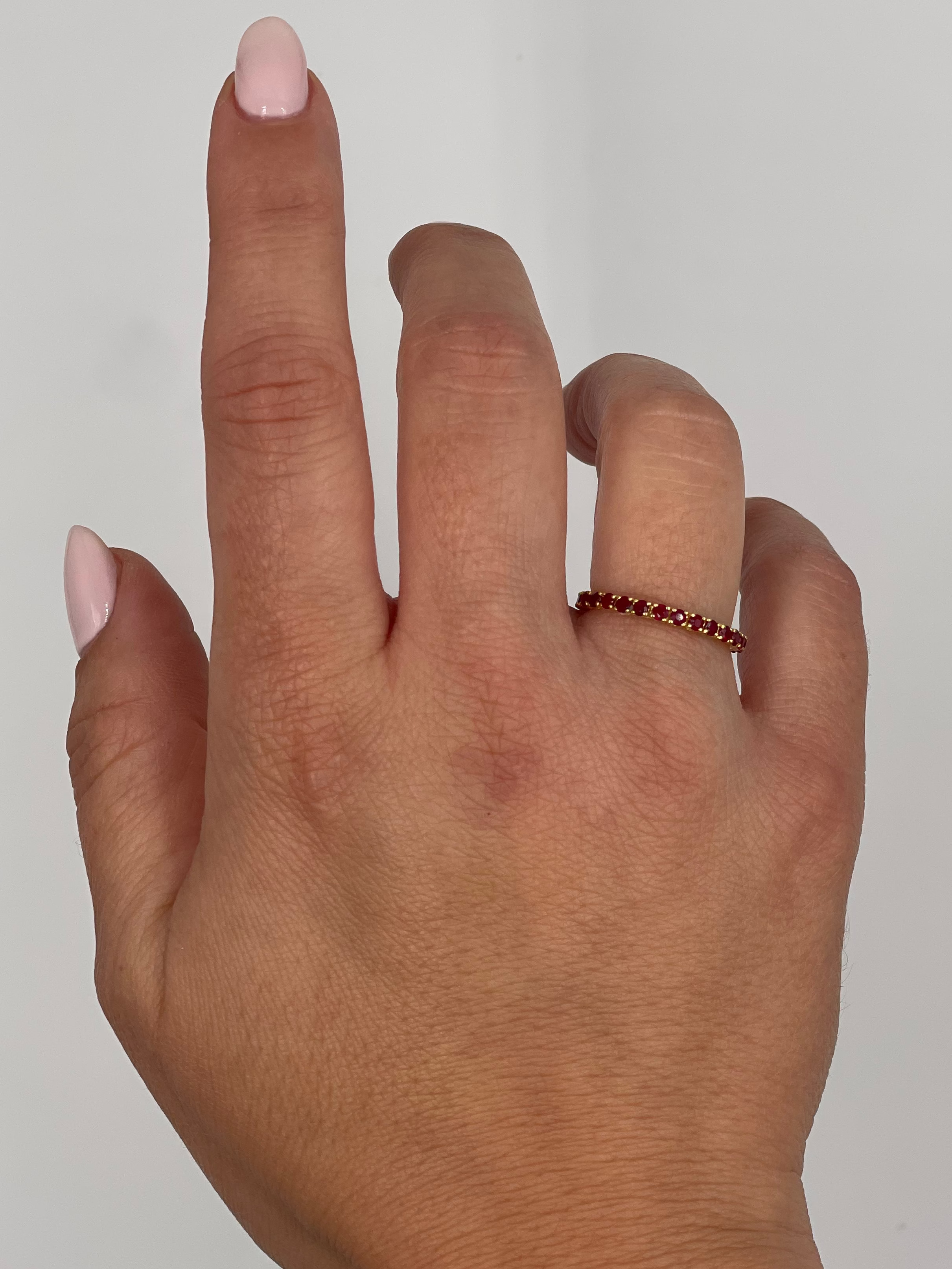 1.09 Carat Ruby 18K Yellow Gold Eternity Band