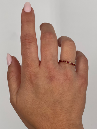 1.09 Carat Ruby 18K Yellow Gold Eternity Band