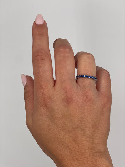 1.54 Carat Sapphire 18K White Gold Eternity Band