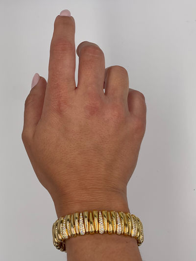 18K Yellow Gold 1.12 Carat Diamond Open Cuff Bangle Bracelet