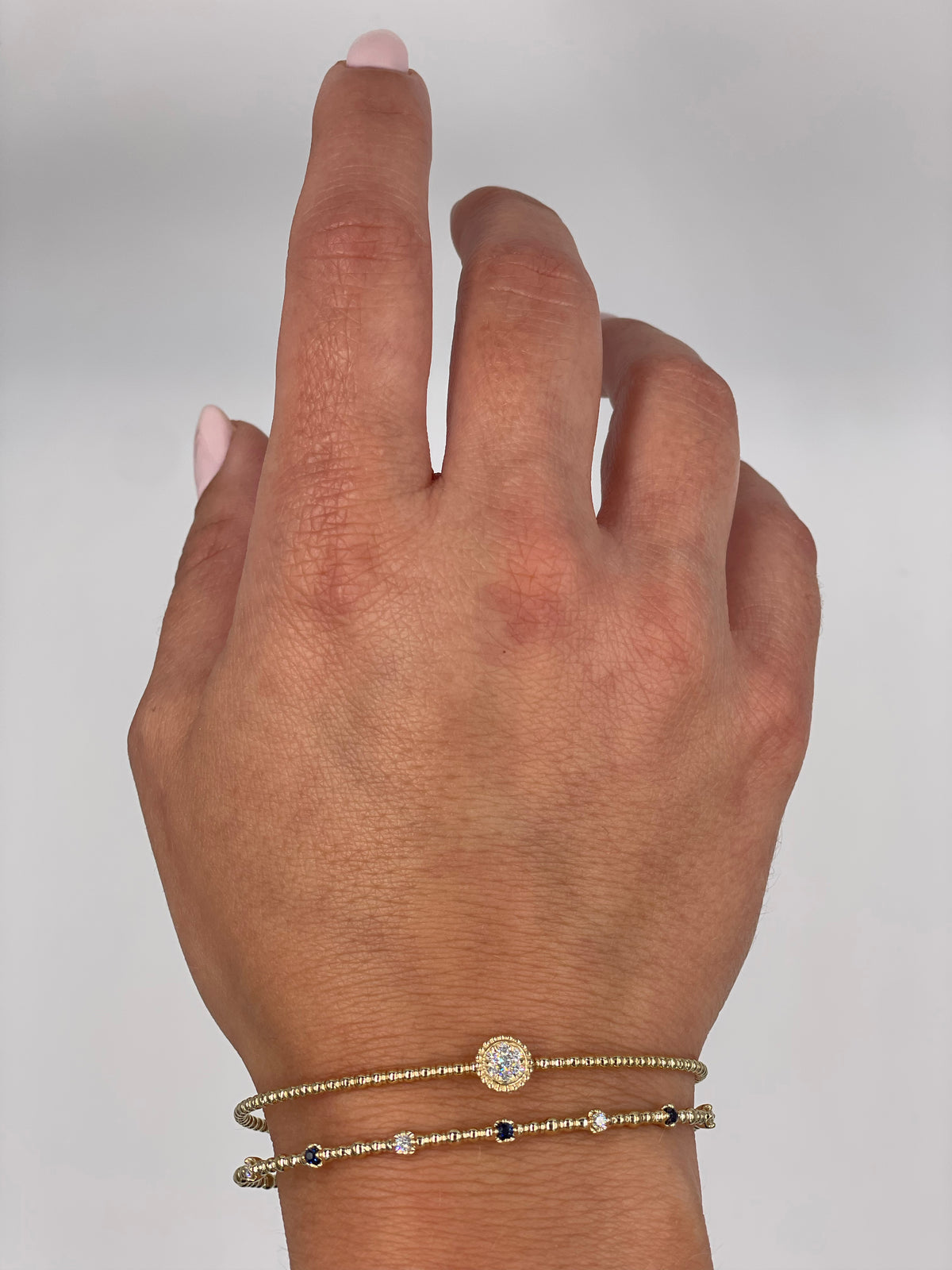 14K Yellow Gold Single Station 0.11 Carat Diamond Flexible Bangle Bracelet