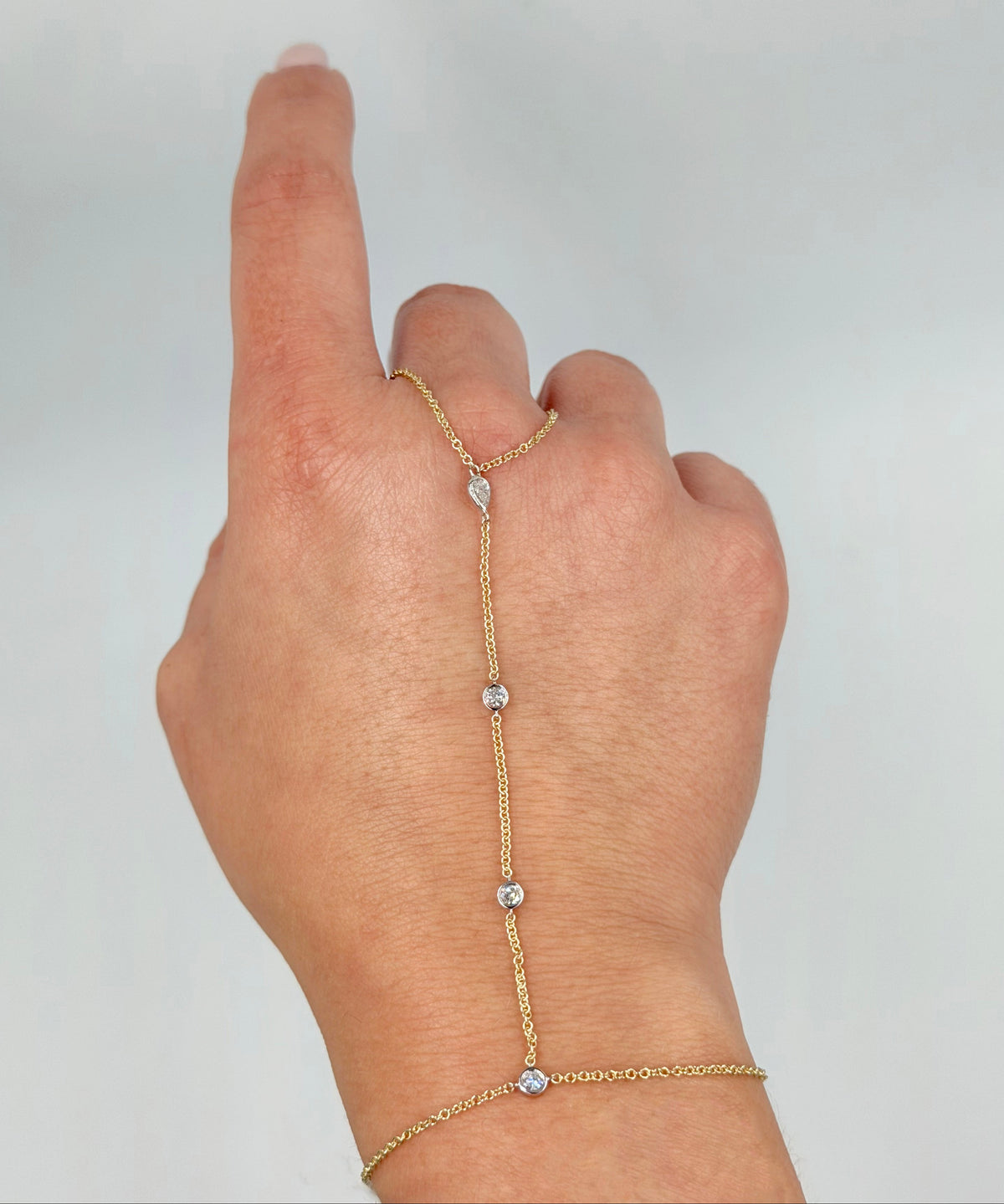 Meira T 14K Yellow and White Gold Hand Chain with Lab Grown Diamonds 0.37 Carat