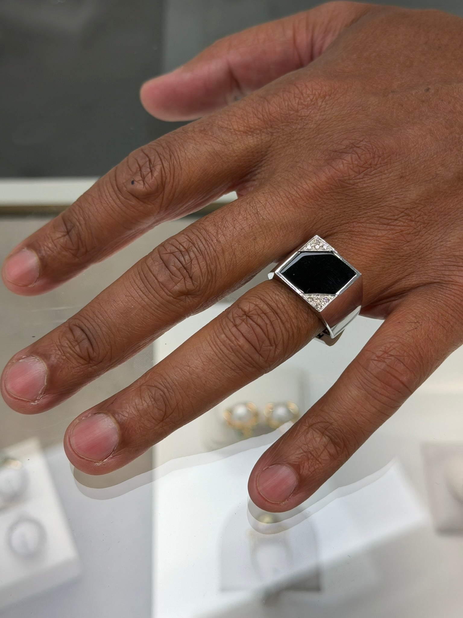Men's Onyx Ring with Diamonds