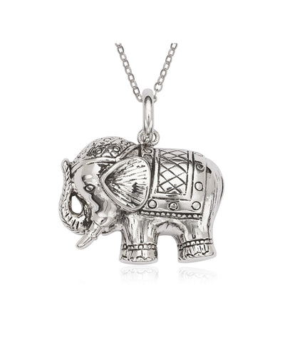 Sterling Silver Fancy Elephant Pendant Necklace