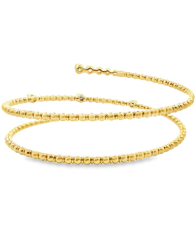 14K Yellow Gold Diamond Wrap Flexible Bangle Bracelet