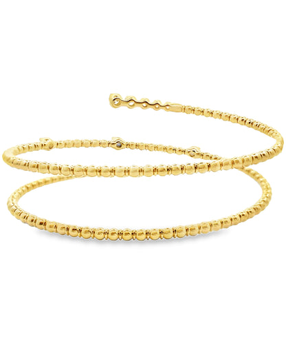 14K Yellow Gold Diamond Wrap Flexible Bangle Bracelet