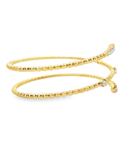 14K Yellow Gold Diamond Wrap Flexible Bangle Bracelet