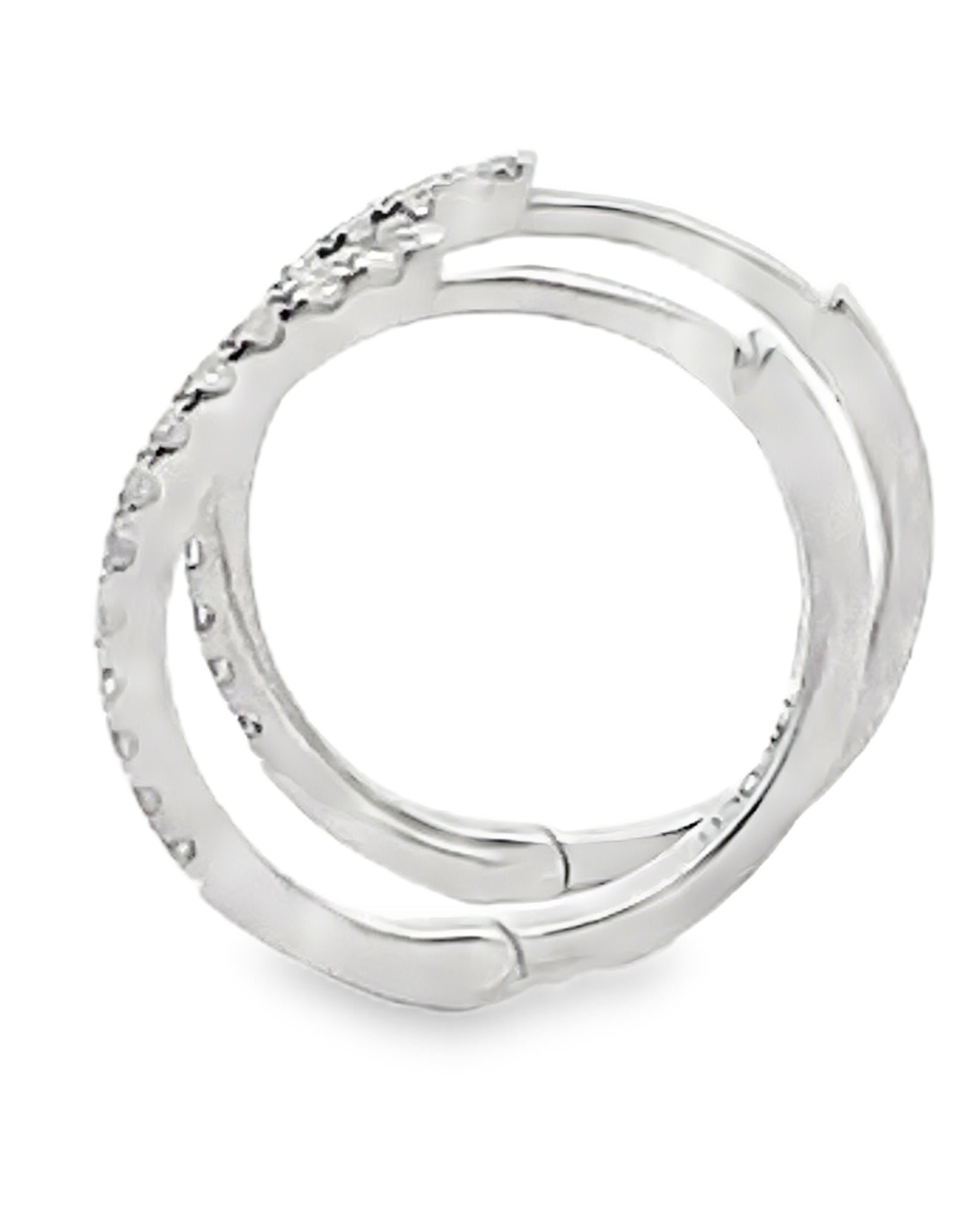 14K White Gold Huggie Hoop Diamond Earrings - 14mm