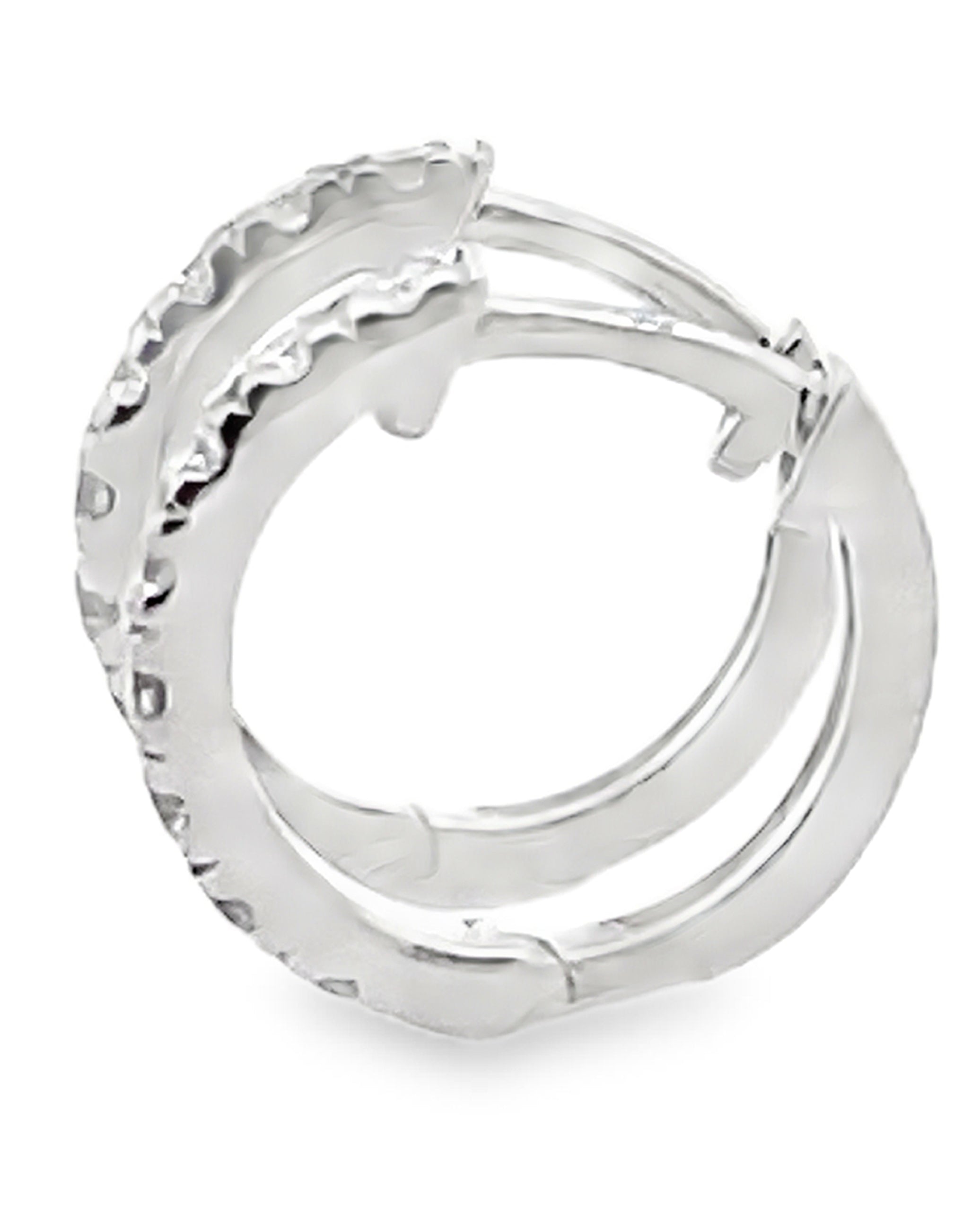 14K White Gold Huggie Hoop Diamond Earrings