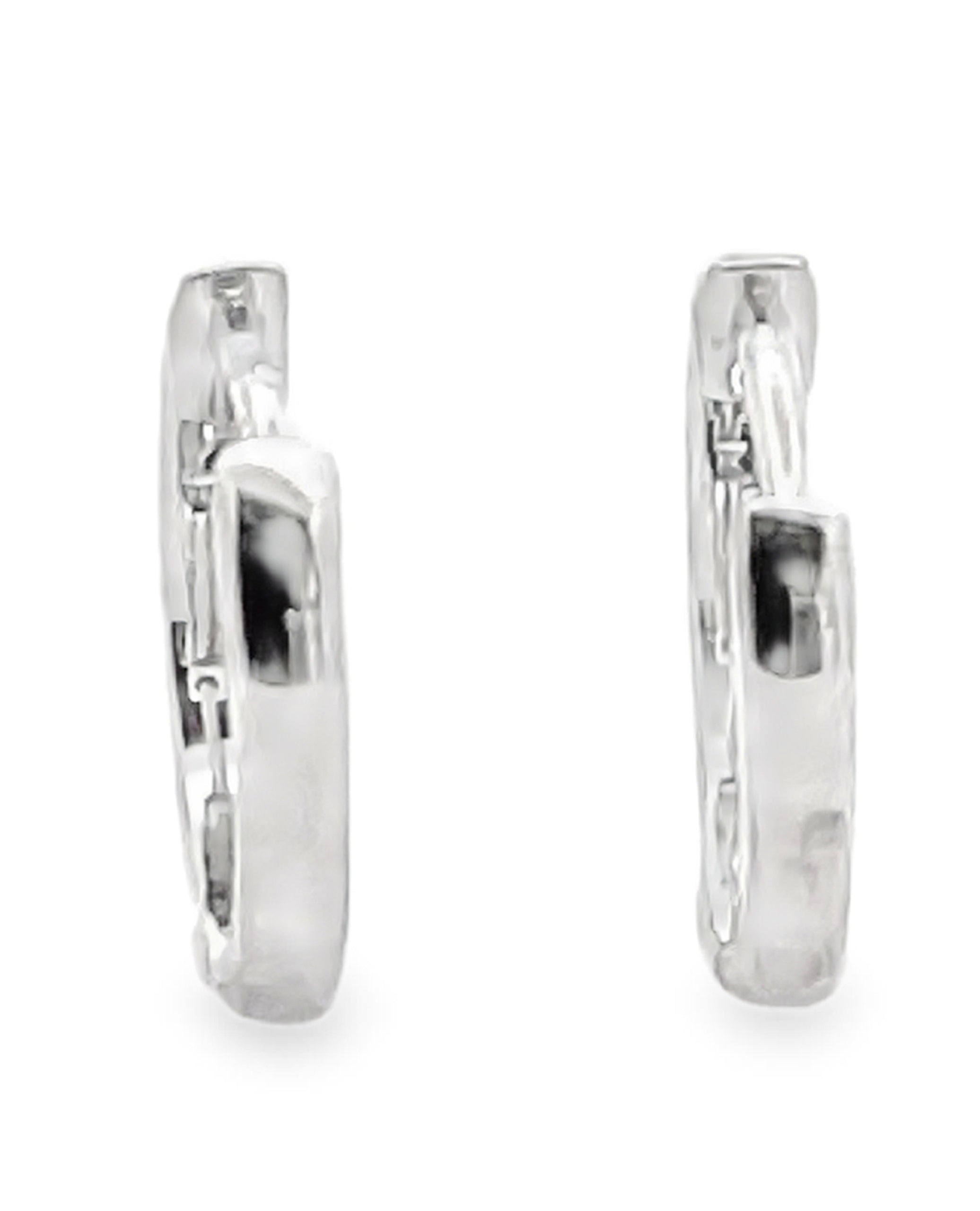 14K White Gold Huggie Hoop Diamond Earrings