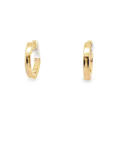 14K Yellow Gold Huggie Hoop Diamond Earrings