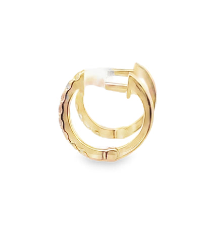 14K Yellow Gold Huggie Hoop Diamond Earrings