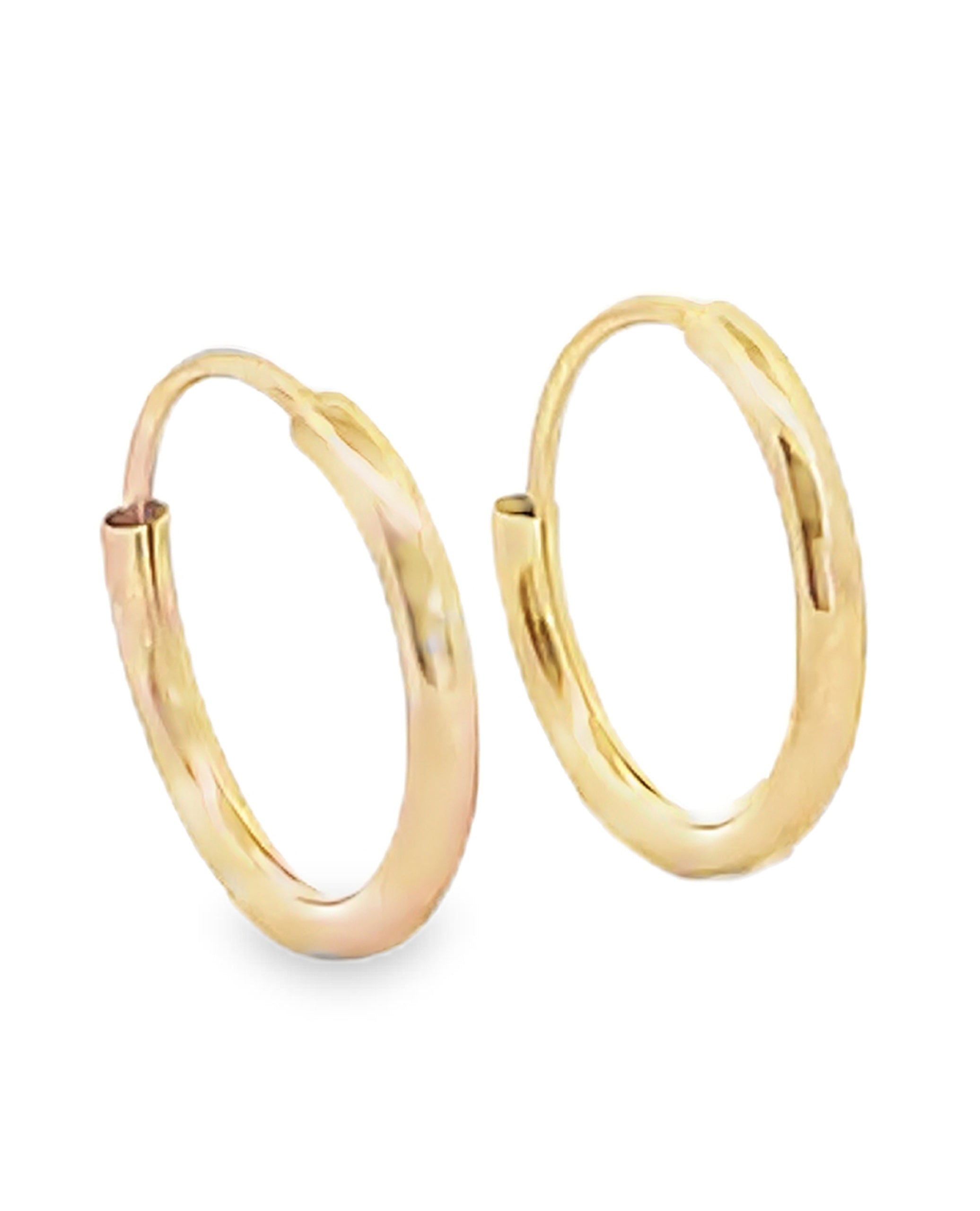 14K Yellow Gold Tiny Endless Hoop Earrings