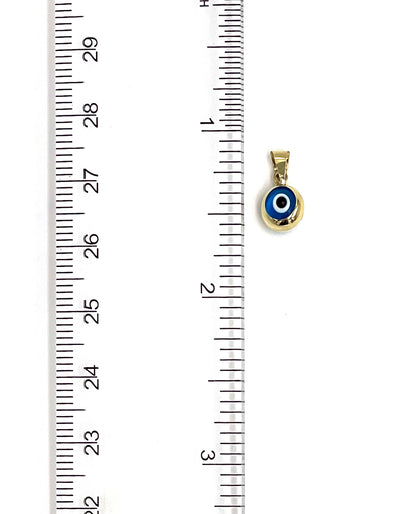 14K Yellow Gold Blue Evil Eye Pendant, Small