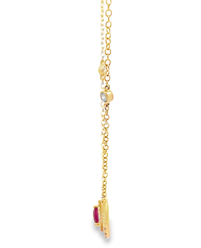 14K Yellow Gold 0.37 Carat Ruby & 0.23 Carat Diamond Pendant Necklace