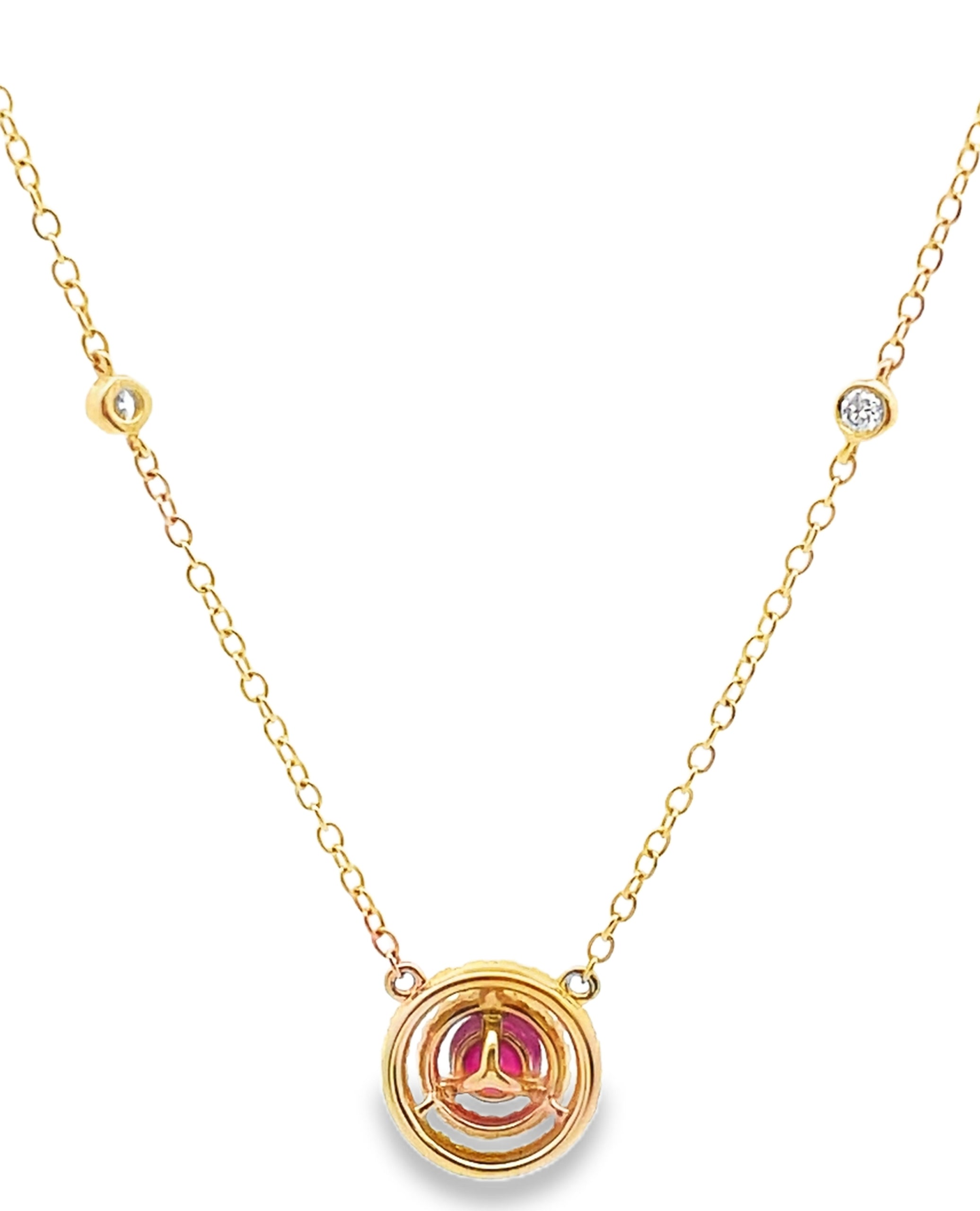 14K Yellow Gold 0.37 Carat Ruby & 0.23 Carat Diamond Pendant Necklace