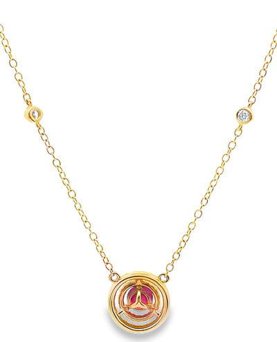 14K Yellow Gold 0.37 Carat Ruby & 0.23 Carat Diamond Pendant Necklace