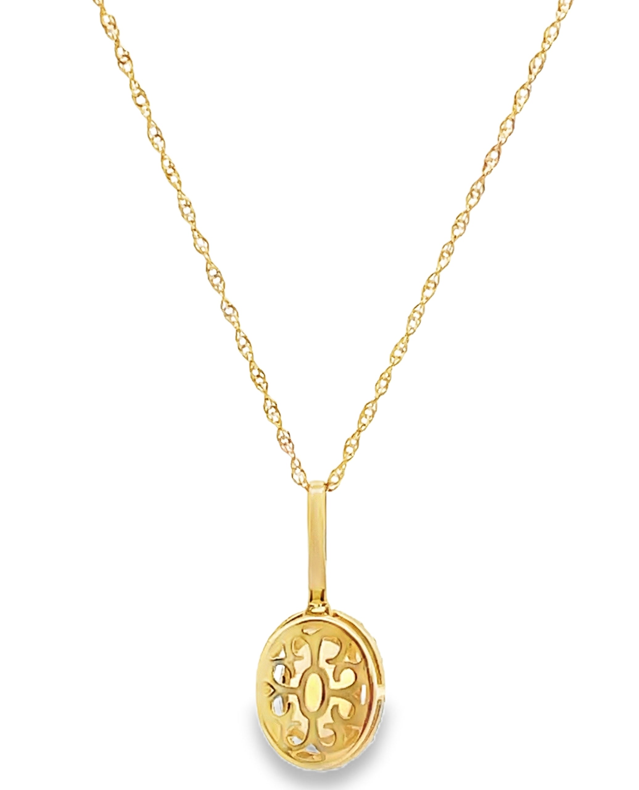 14K Yellow Gold Opal & Diamond Necklace