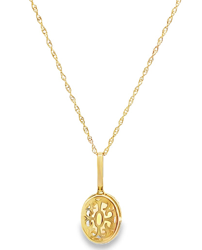 14K Yellow Gold Opal & Diamond Necklace