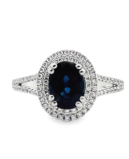 18K White Gold Sapphire & Diamond Ring