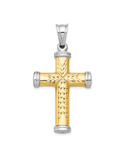 14K Two Tone Gold Reversible Cross
