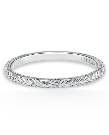 Kirk Kara K401EN-B 14K White Gold Hand Engraved Wedding Band