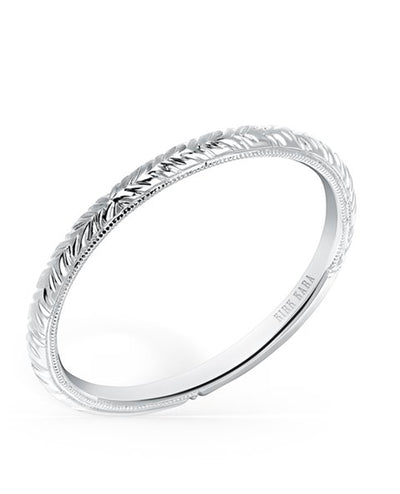 Kirk Kara K401EN-B 14K White Gold Hand Engraved Wedding Band