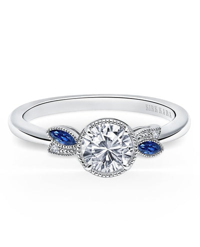 Kirk Kara K410BDR6 Dahlia Marquise Blue Sapphire and Diamond Ring