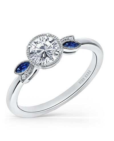 Kirk Kara K410BDR6 Dahlia Marquise Blue Sapphire and Diamond Ring