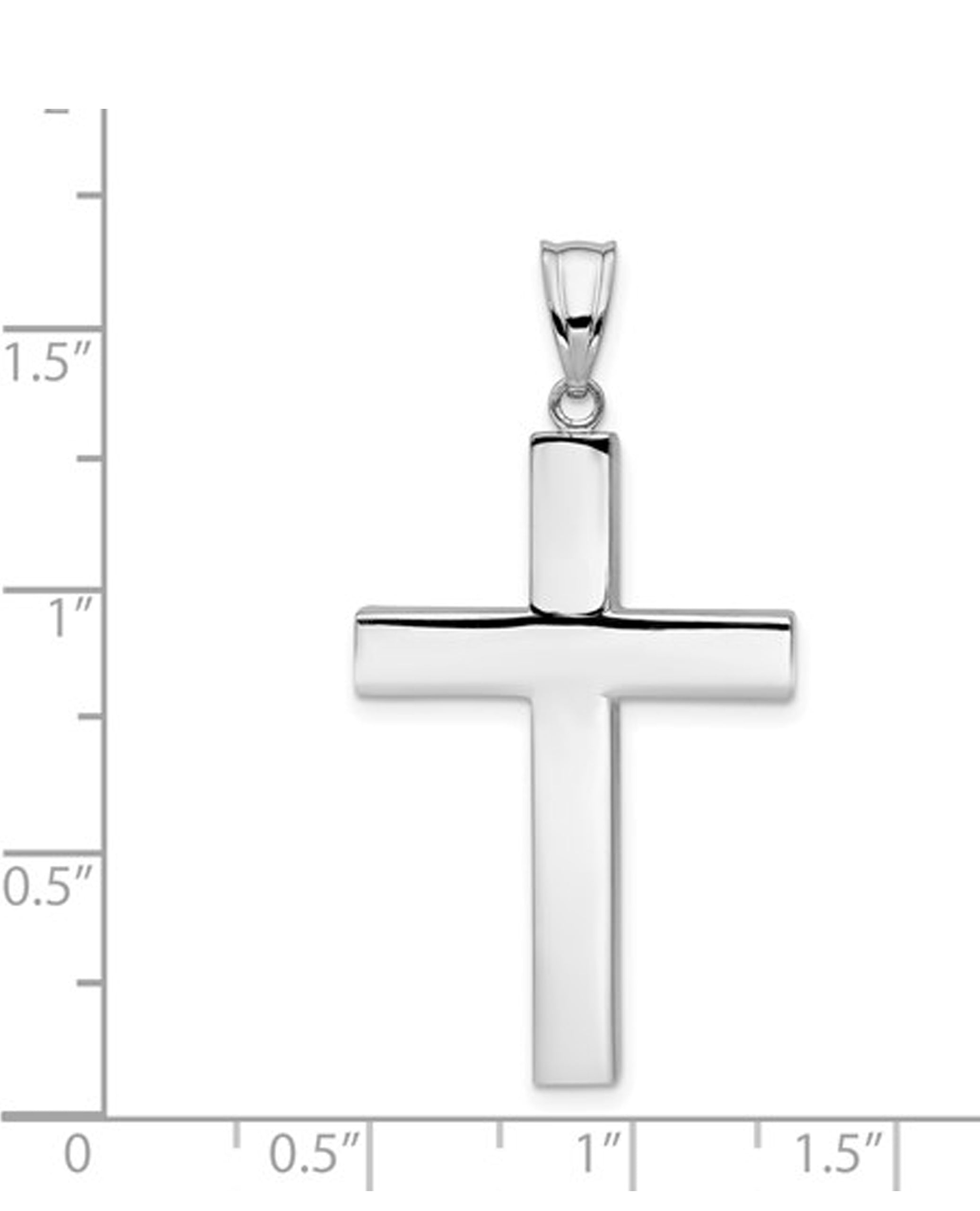 14K White Gold Hollow Cross #11713