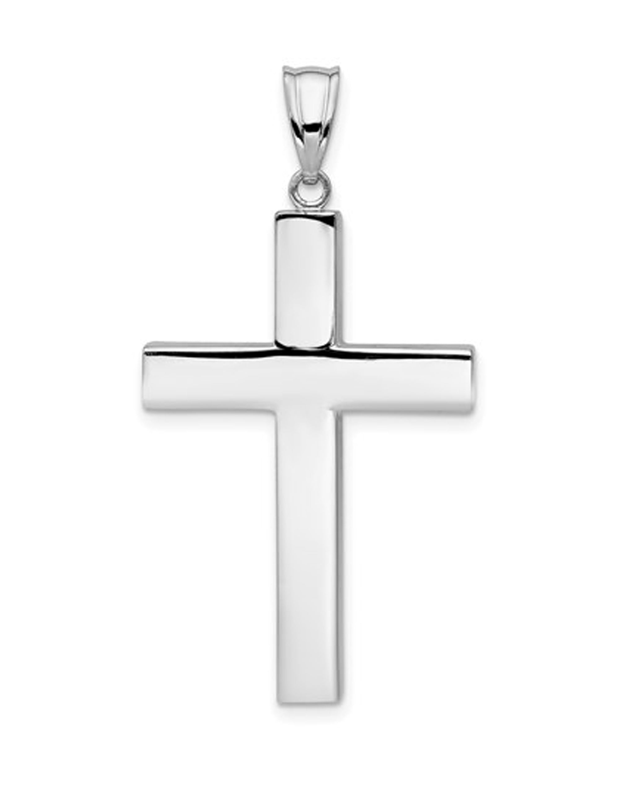 14K White Gold Hollow Cross #11713