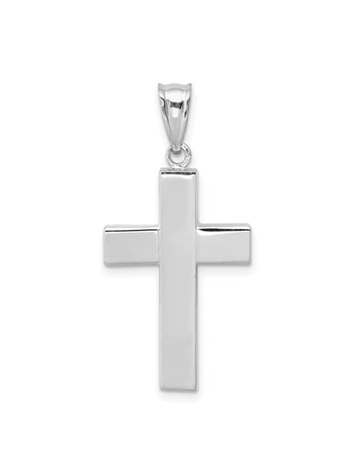 14K White Gold Polished Hollow Cross
