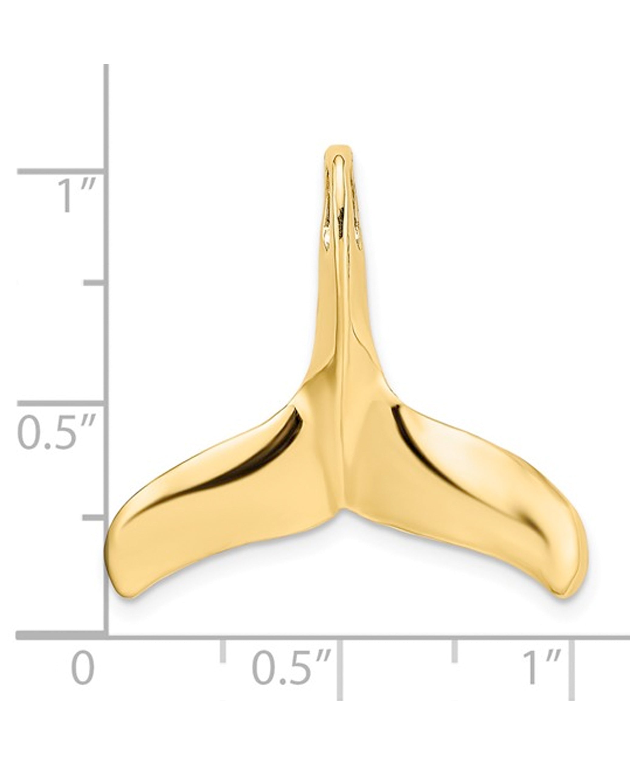 14K Large 3-D Polished and Textured Whale Tail with Engraving