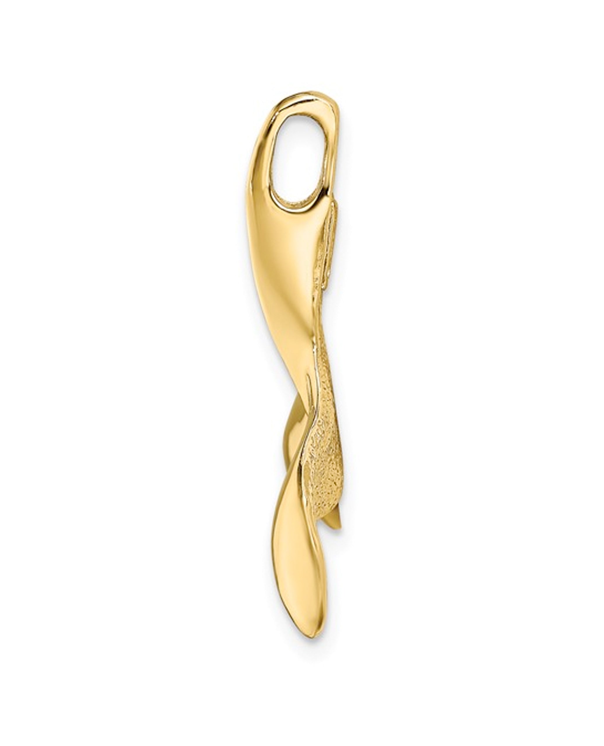 14K Large 3-D Polished and Textured Whale Tail with Engraving