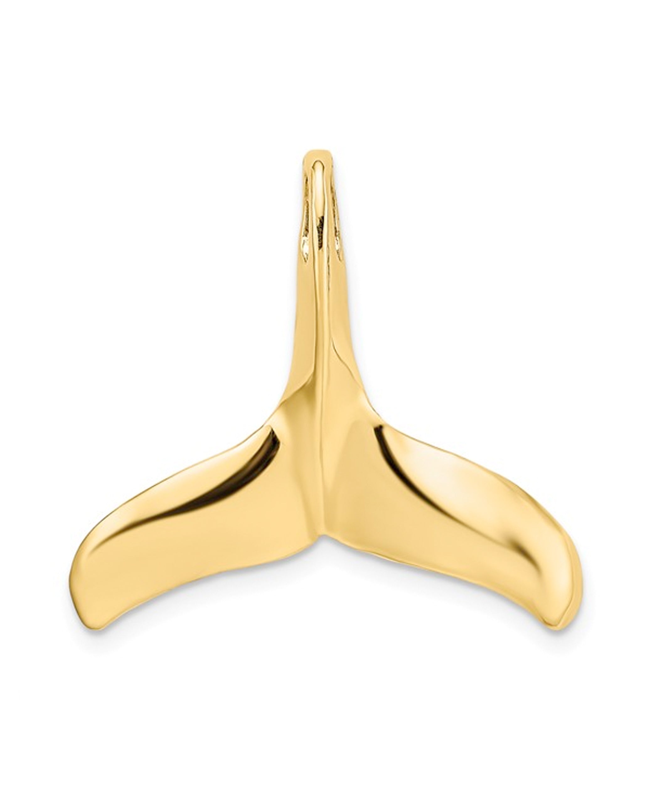 14K Large 3-D Polished and Textured Whale Tail with Engraving