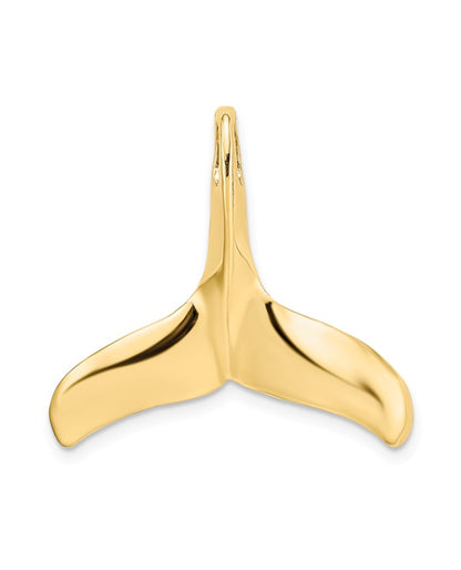 14K Large 3-D Polished and Textured Whale Tail with Engraving