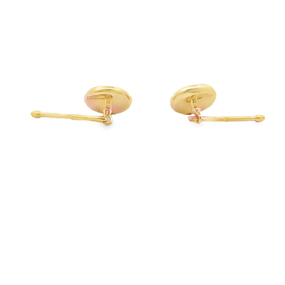 Hope and Anchor Vintage Wedgwood Tuxedo Studs in New 14k Yellow Gold Custom Settings, Green Jasper and White