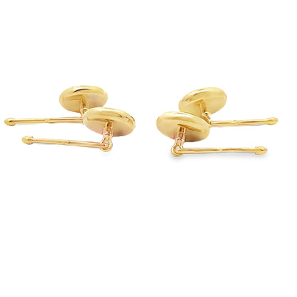 Hope and Anchor Vintage Wedgwood Tuxedo Studs in New 14k Yellow Gold Custom Settings, Green Jasper and White