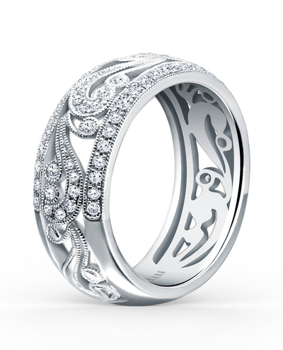 Kirk Kara KF1010DP-B 18K White Gold Angelique Diamond Ring Band 0.41 Carats