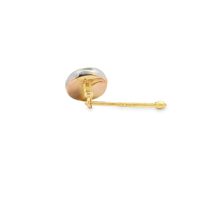 Dolphin Vintage Wedgwood Tuxedo Stud Buttons in New 14K Yellow and White Gold Settings, Black Basalt and White