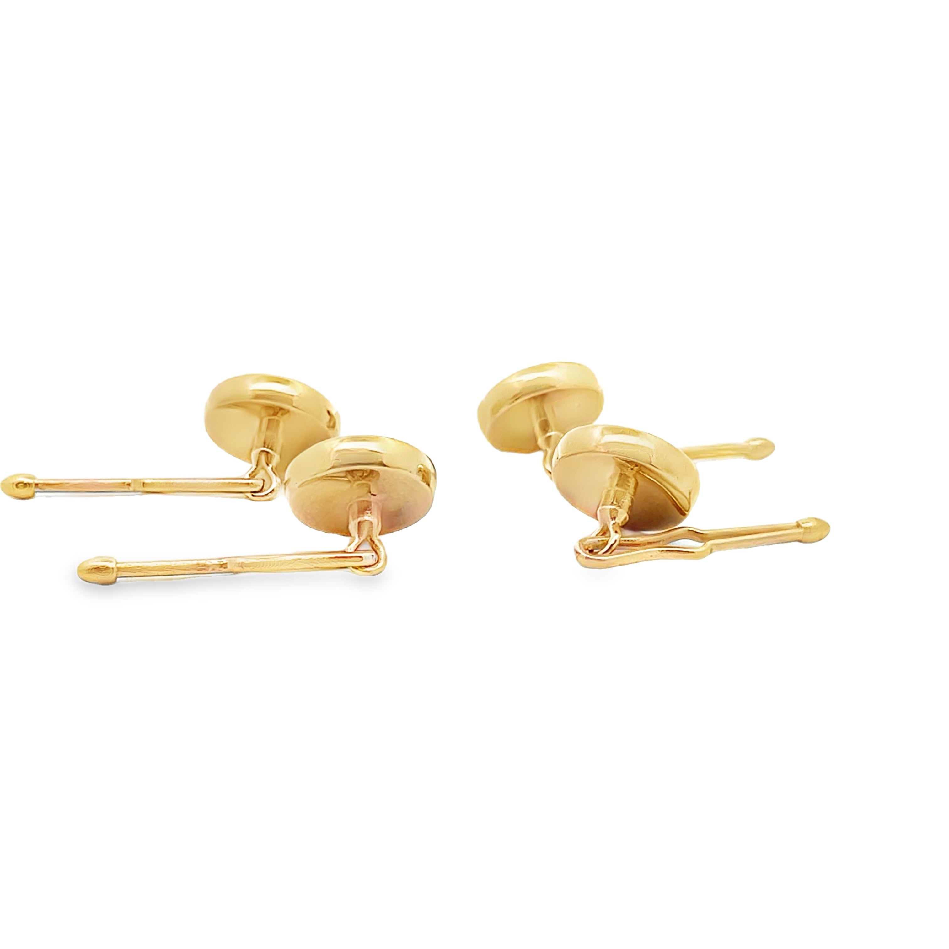 Demeter Goddess of Prosperity Vintage Wedgwood Tuxedo Stud Buttons in New 14k Yellow Gold Custom Settings, Black Basalt and White