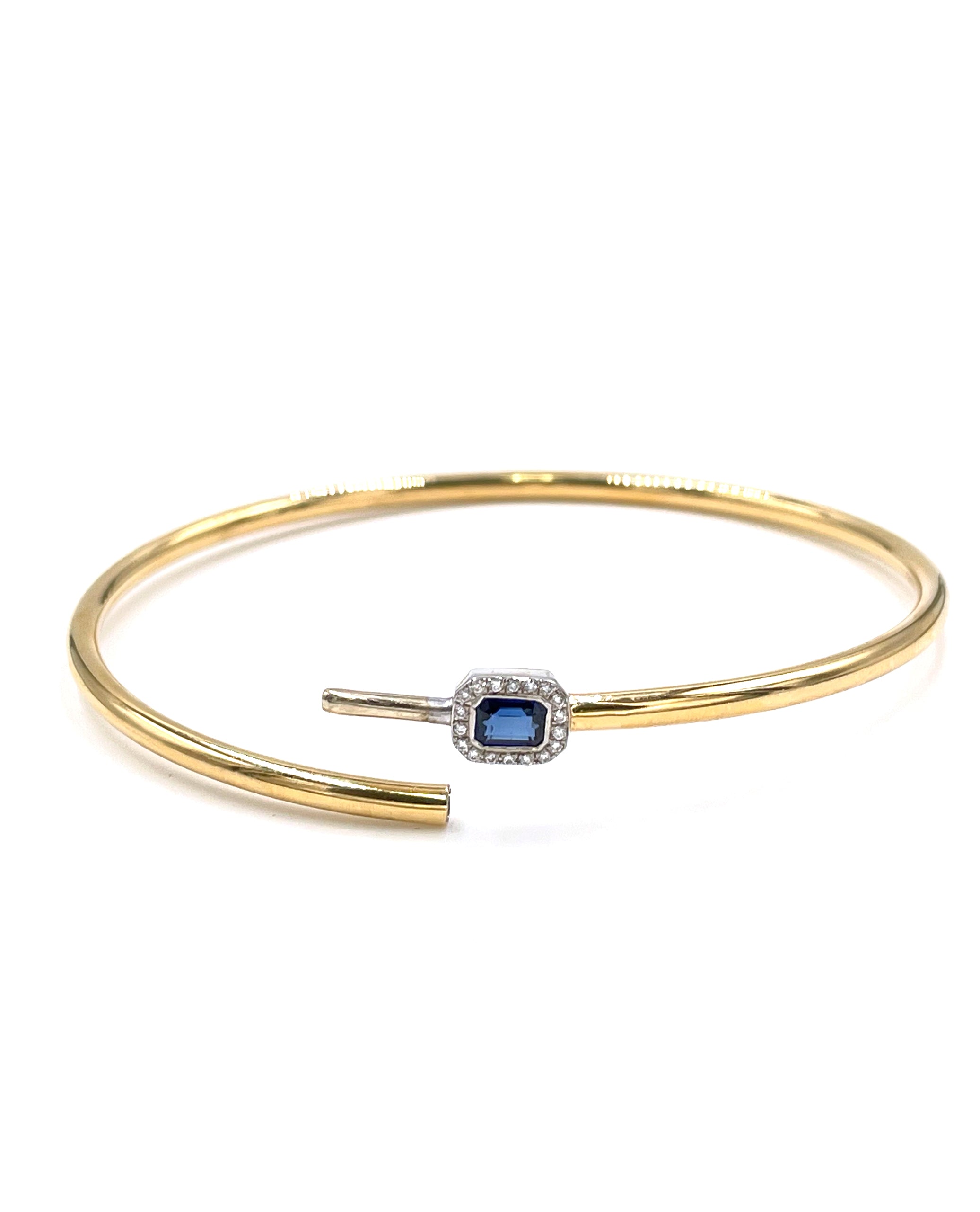 Simon G. LB2494 18K Gold Bangle Bracelet with Diamonds and Sapphire