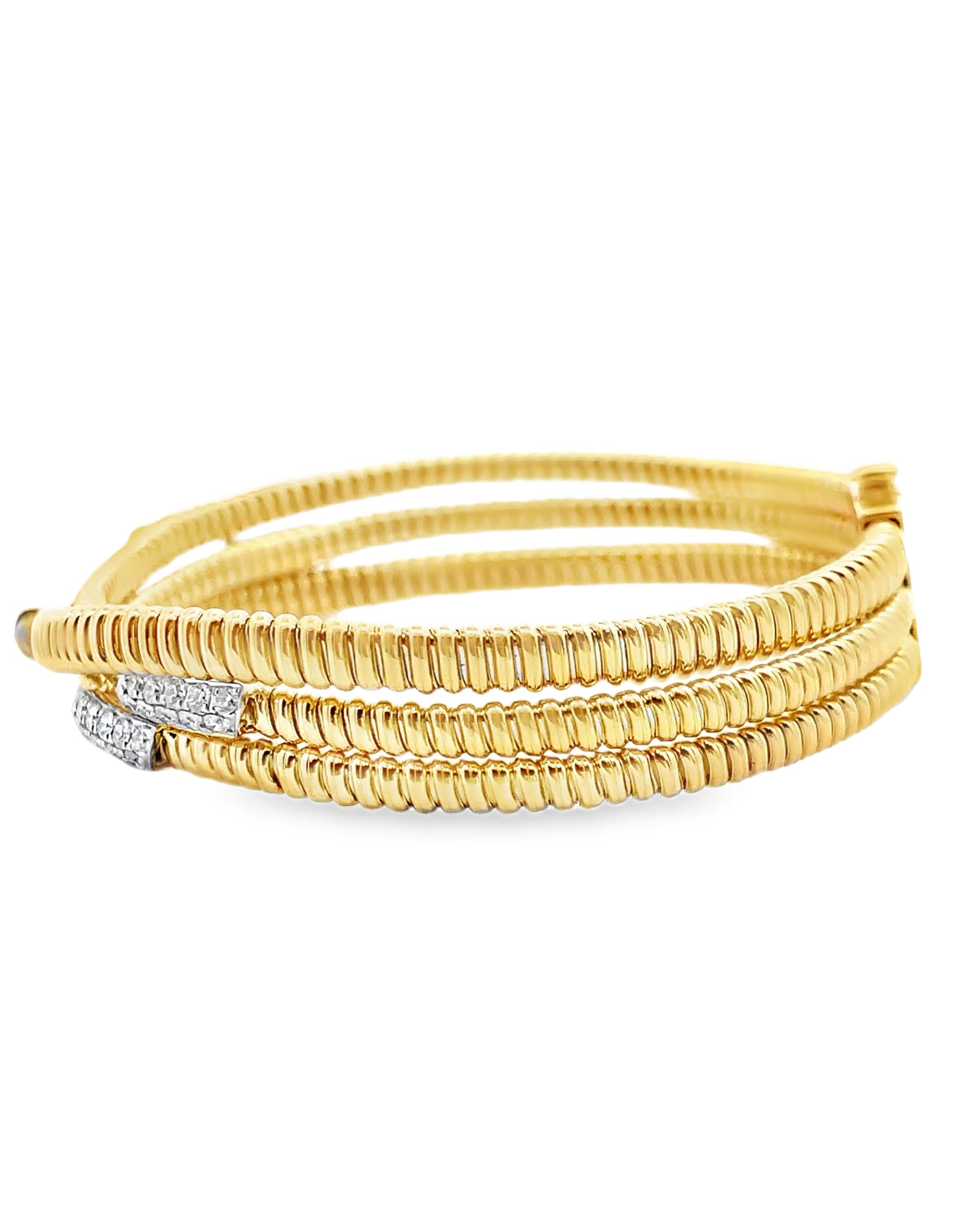 Simon G. LB2527 18K Two Tone Twisted Diamond Bangle Bracelet
