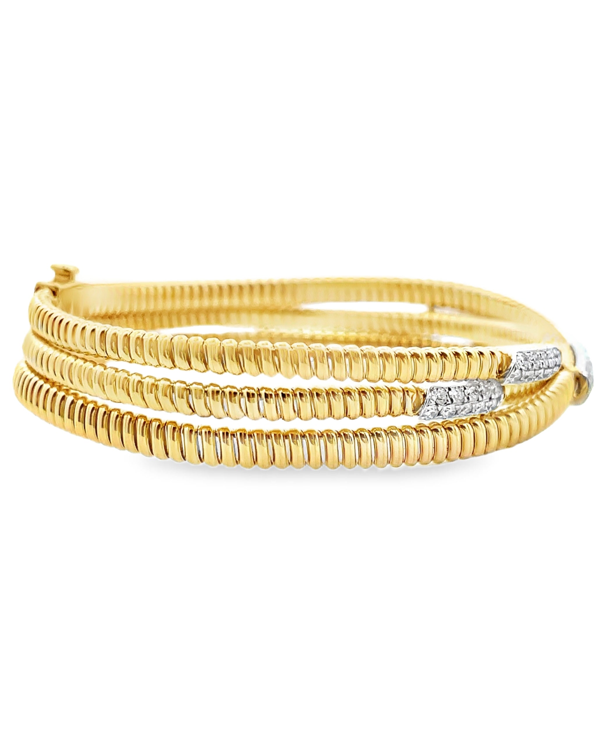 Simon G. LB2527 18K Two Tone Twisted Diamond Bangle Bracelet