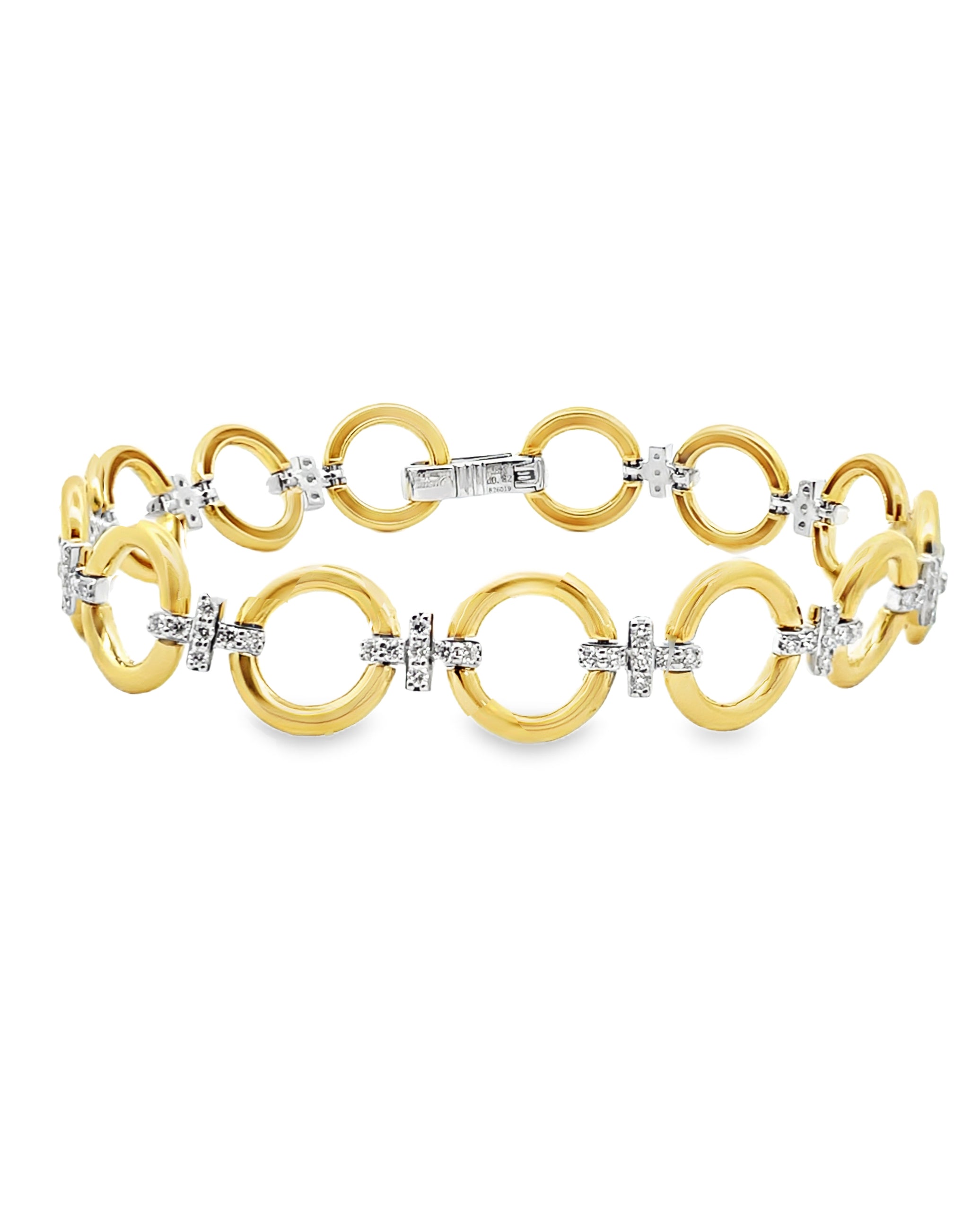 Simon G. LB2600 18K Two Tone Gold Link Bracelet with Diamonds