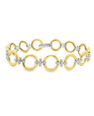 Simon G. LB2600 18K Two Tone Gold Link Bracelet with Diamonds