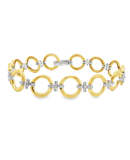 Simon G. LB2600 18K Two Tone Gold Link Bracelet with Diamonds