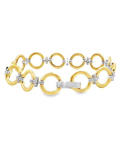 Simon G. LB2600 18K Two Tone Gold Link Bracelet with Diamonds