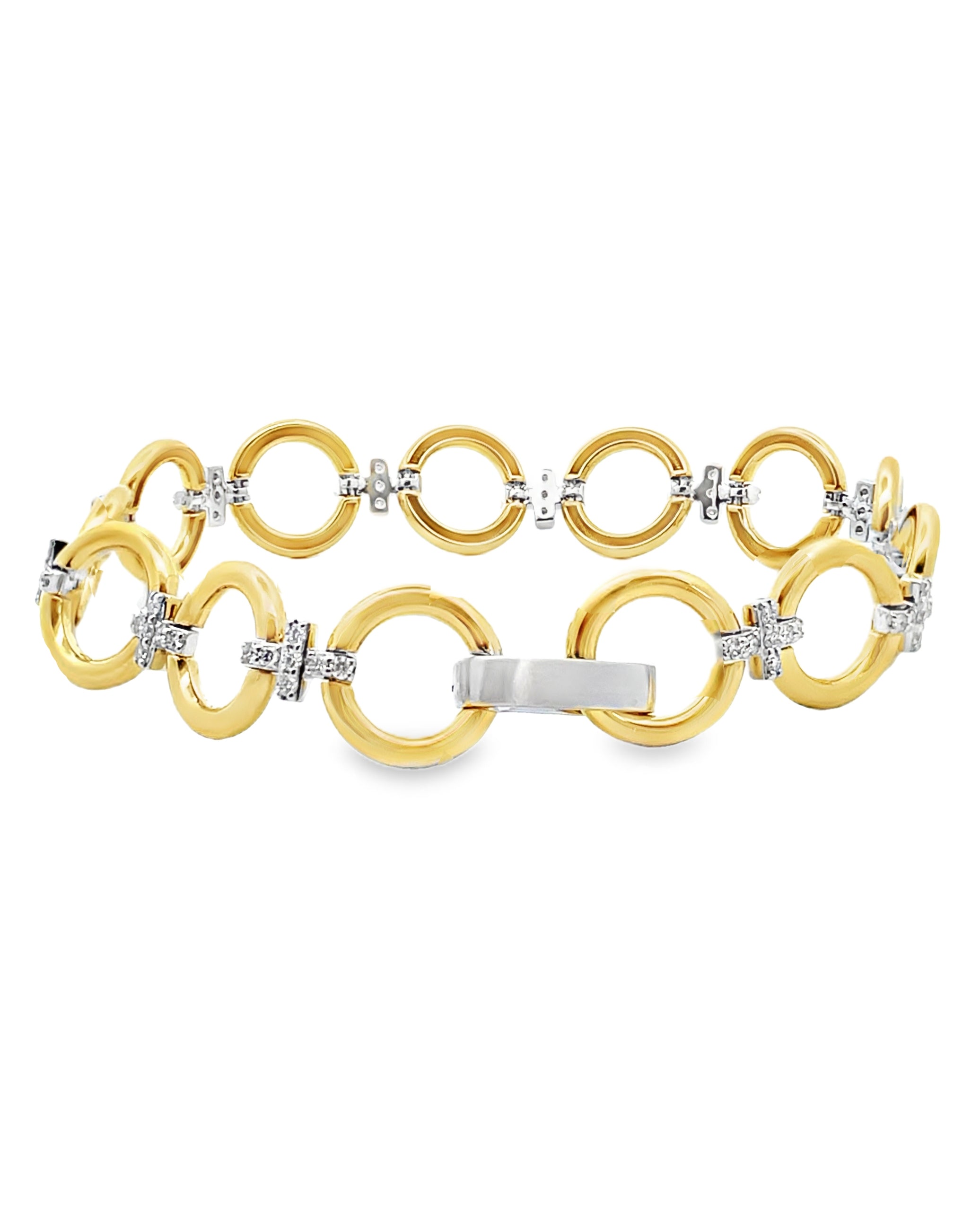 Simon G. LB2600 18K Two Tone Gold Link Bracelet with Diamonds