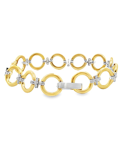 Simon G. LB2600 18K Two Tone Gold Link Bracelet with Diamonds